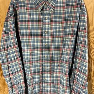 Ralph Lauren Blue, Pink And Light Green Flannel Plaid Shirt